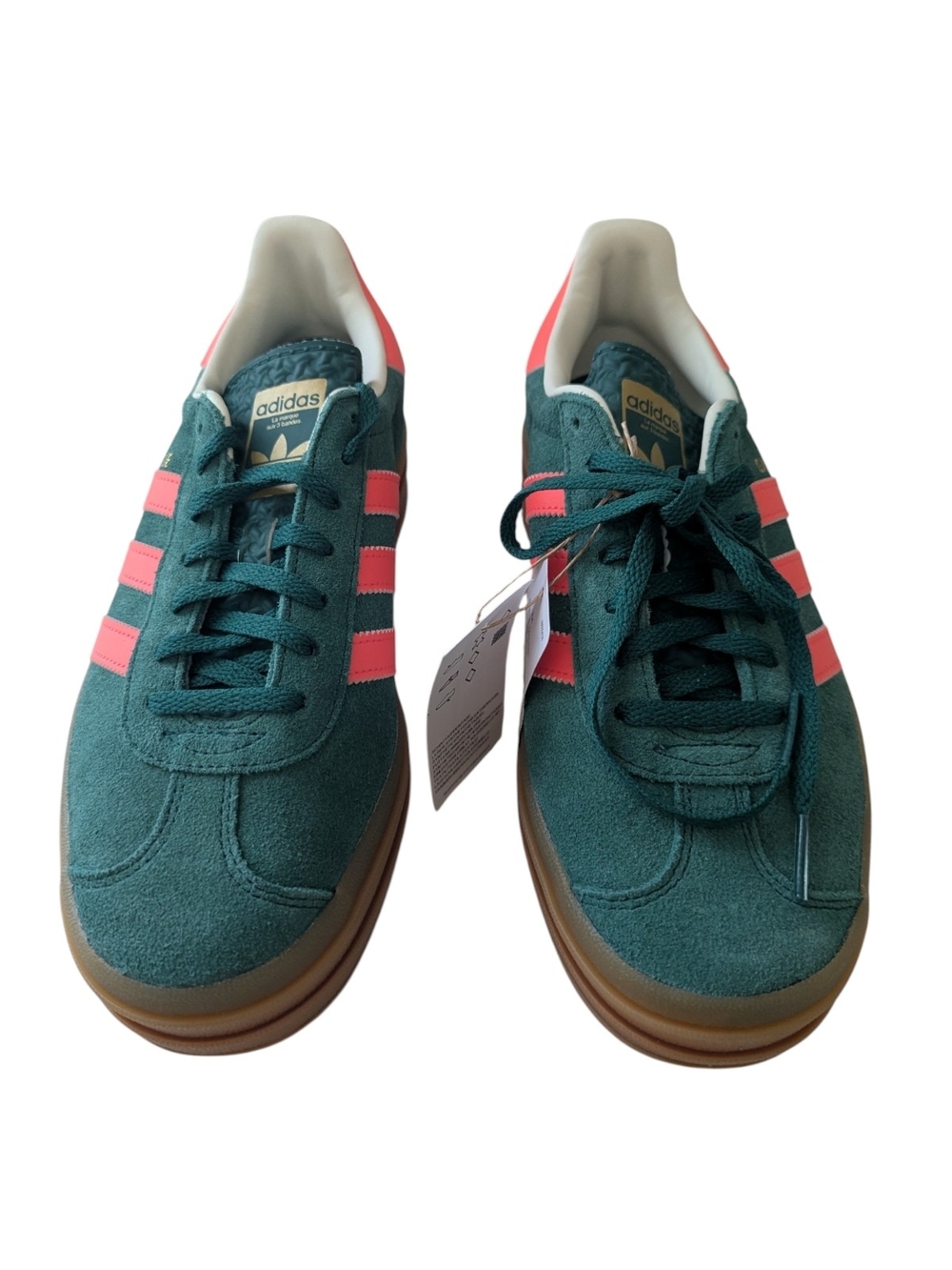 Adidas Gazelle Bold J Women's Green Pink Suede Platform Gum Sneaker Size 7 - Picture 3 of 8